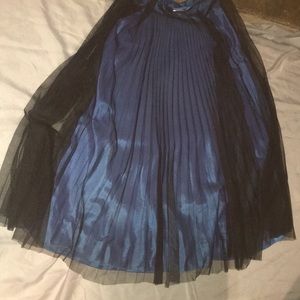 Adriana Papel pleated skirt w blue under slip